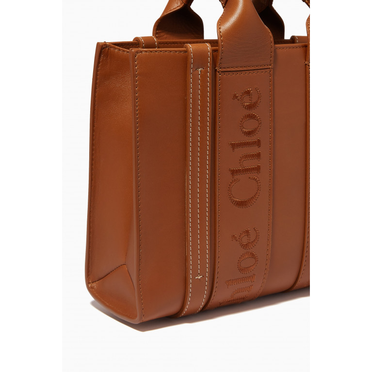 Chloé - Small Woody Tote Bag in Leather Brown