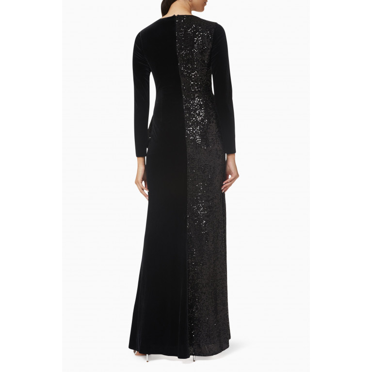 Teri Jon - Sequin-embellished Gown in Velvet