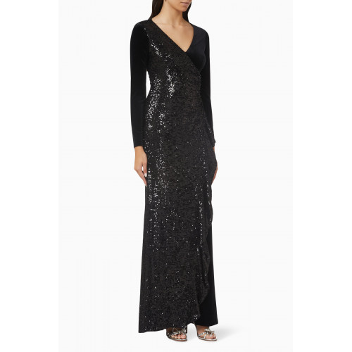 Teri Jon - Sequin-embellished Gown in Velvet