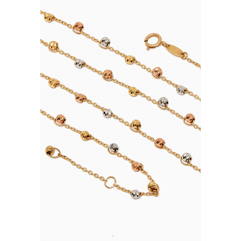 Damas - Lydia Tri-colour Bead Necklace in 18kt Yellow Gold