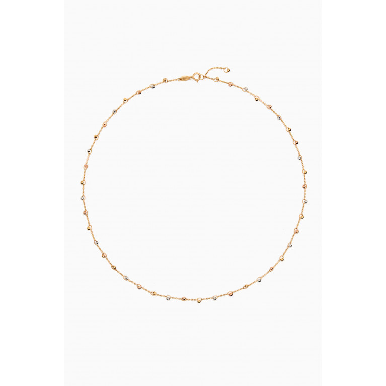 Damas - Lydia Tri-colour Mini-Bead Necklace in 18kt Yellow Gold