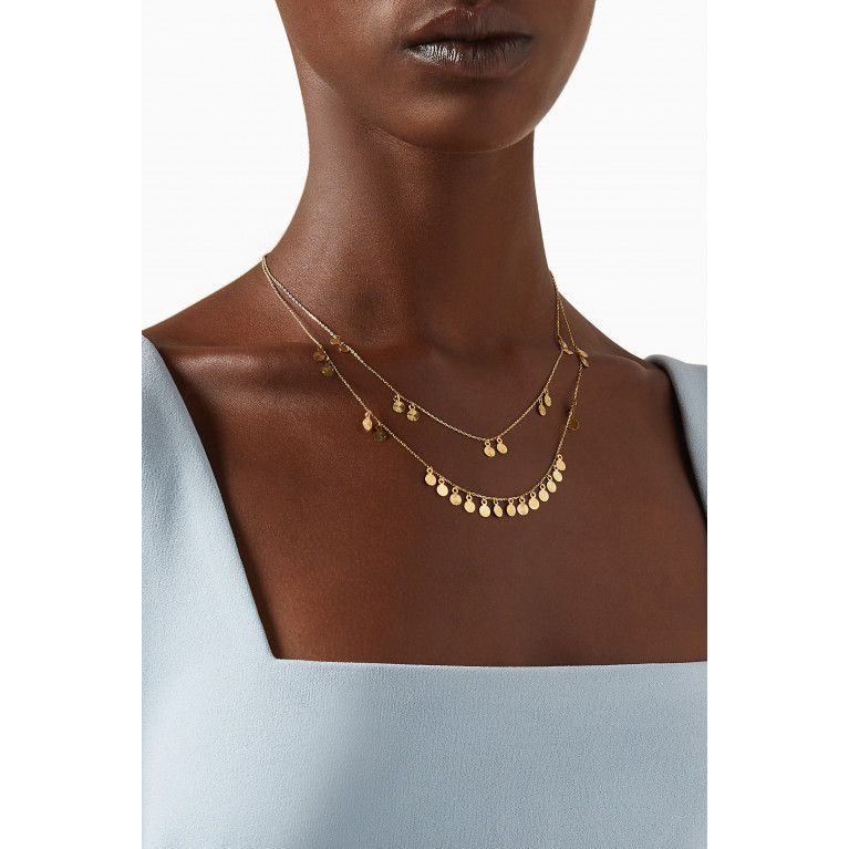 Damas - Lydia Double-layered Mini Coin Necklace in 18kt Yellow Gold