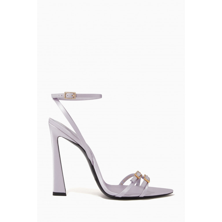 Saint Laurent - Lila 110 Crystal-embellished Sandals in Crepe-satin