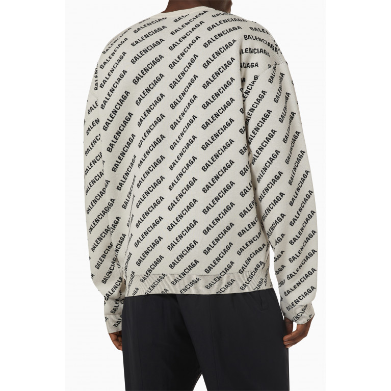 Balenciaga - All-Over Logo Crewneck Sweater in Wool & Cotton