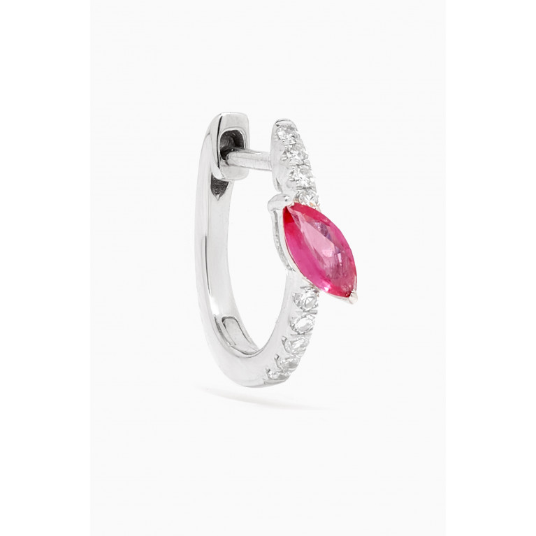 Roxanne First - Diamond & Pink Sapphire Marquise Single Hoop in 14kt White Gold