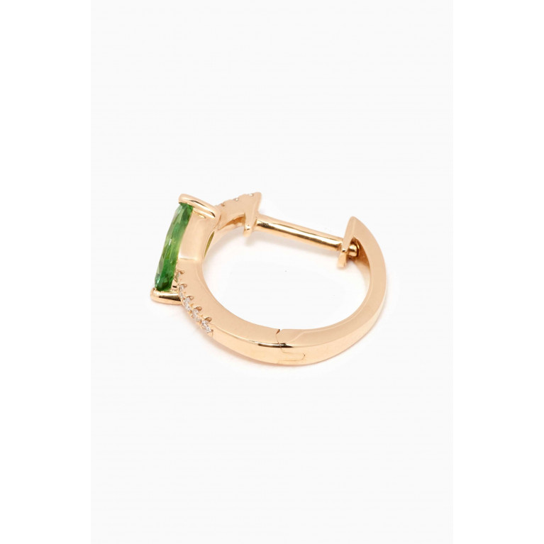 Roxanne First - Green Garnet Diamond Hoop Earring in 14kt Yellow Gold
