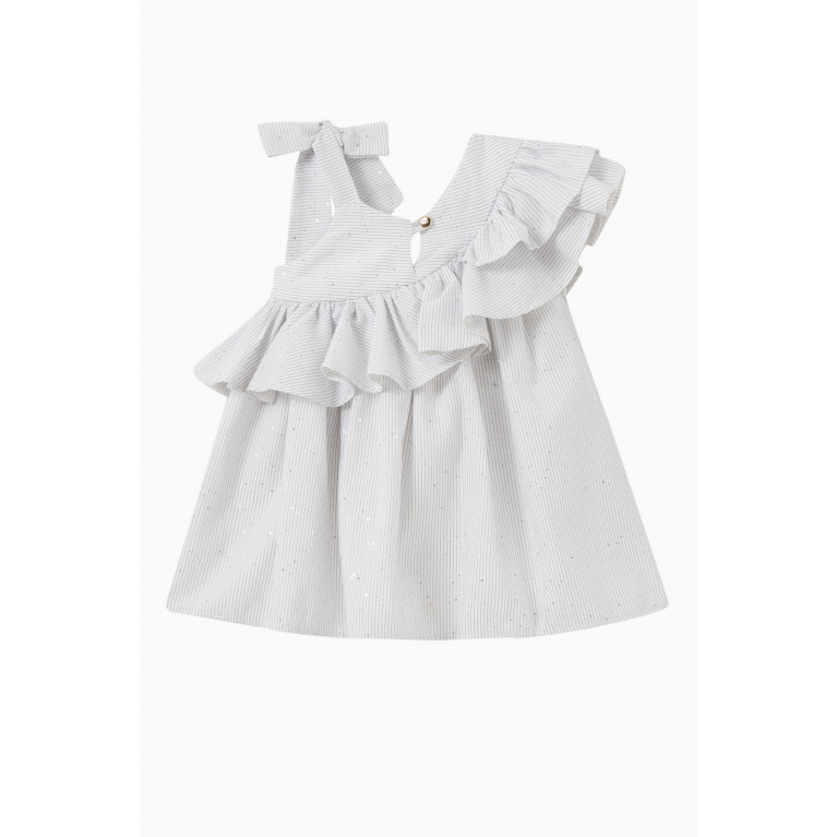 Poca & Poca - Sequin-embellished Ruffle Dress in Cotton-blend