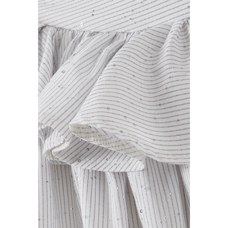 Poca & Poca - Sequin-embellished Ruffle Dress in Cotton-blend