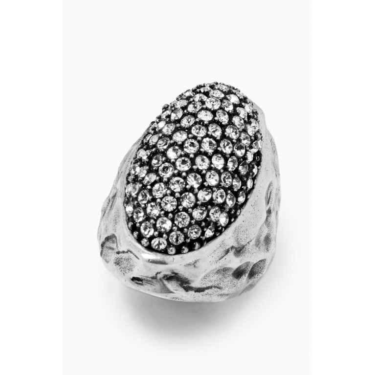 Saint Laurent - Rhinestone Egg Ring in Metal
