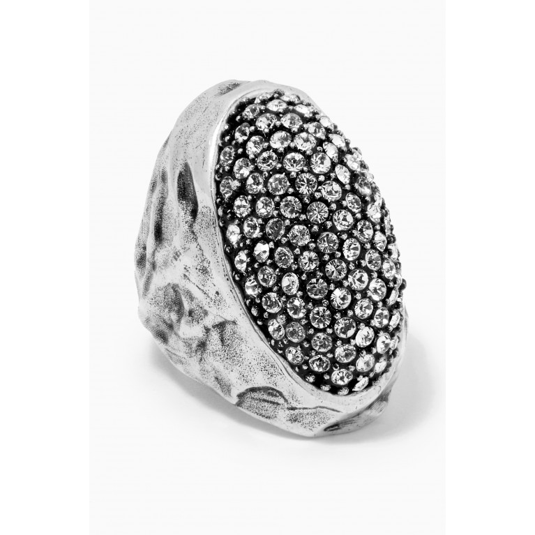 Saint Laurent - Rhinestone Egg Ring in Metal