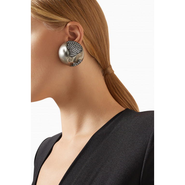 Saint Laurent - Rhinestone Sphere Earrings in Metal