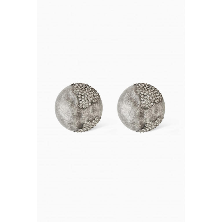 Saint Laurent - Rhinestone Sphere Earrings in Metal