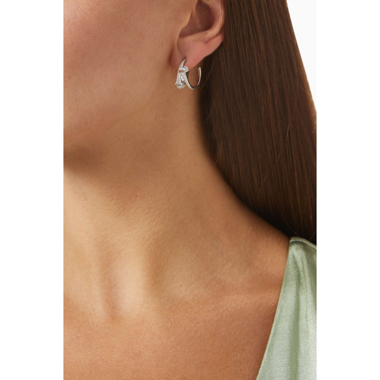 Marli - Cleo Small Diamond Hoop Earrings in 18kt White Gold