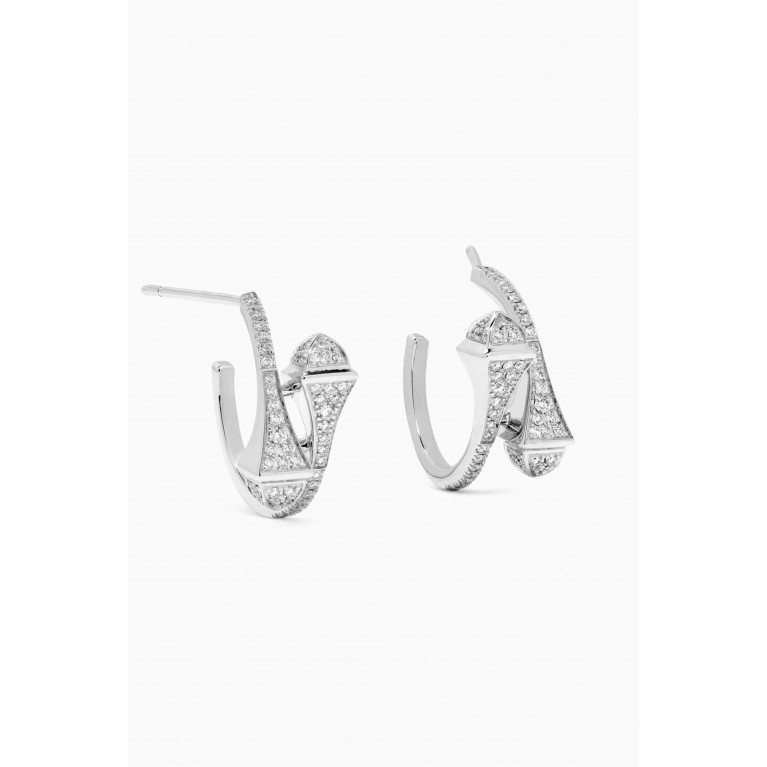 Marli - Cleo Small Diamond Hoop Earrings in 18kt White Gold