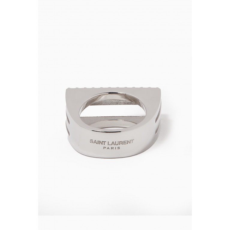 Saint Laurent - Striped Rhinestone Ring in Metal