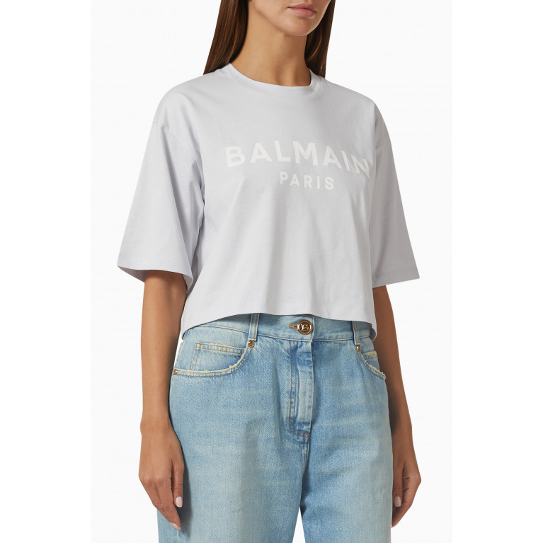 Balmain - Logo Crop T-shirt in Cotton