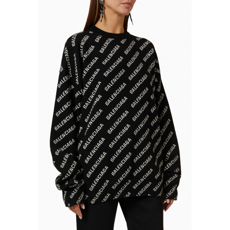 Balenciaga - Mini Allover Logo Sweater in Wool-knit