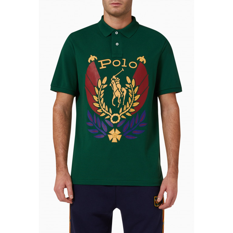 Polo Ralph Lauren - Uni Crest Logo Polo Shirt in Cotton Piqué
