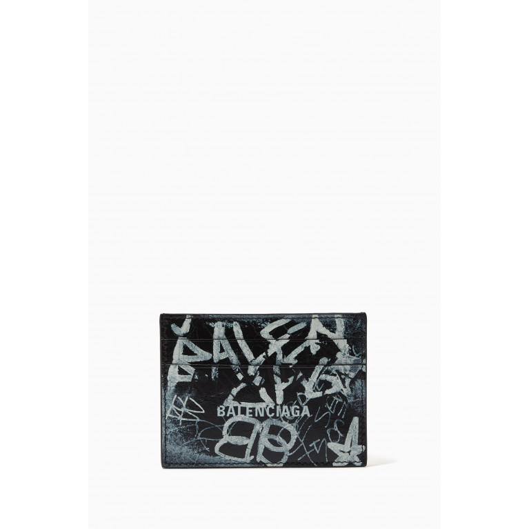Balenciaga - Graffiti-print Cash Card Holder in Leather