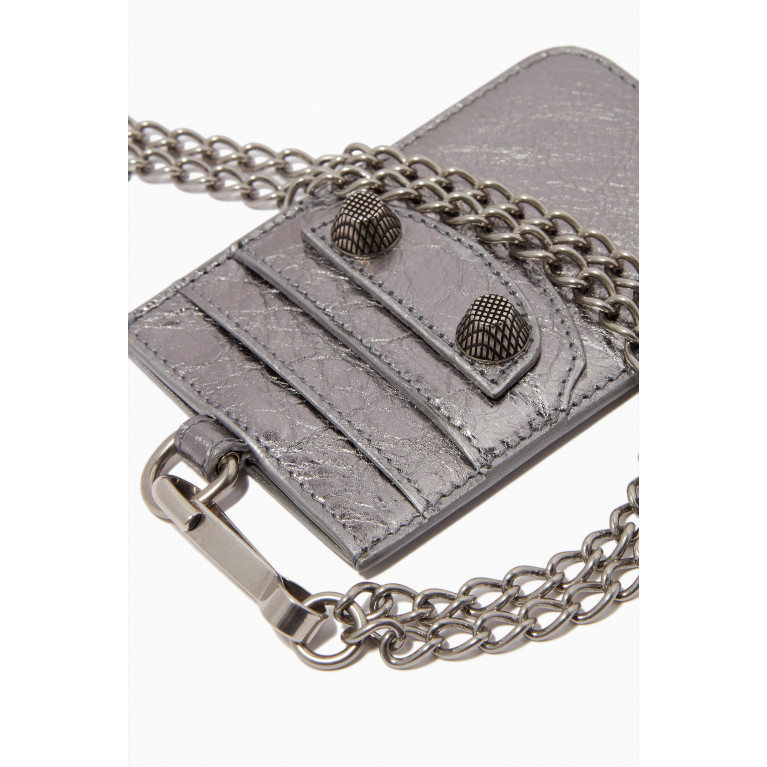 Balenciaga - Le Cagole Card Holder with Chain in Metallic-leather