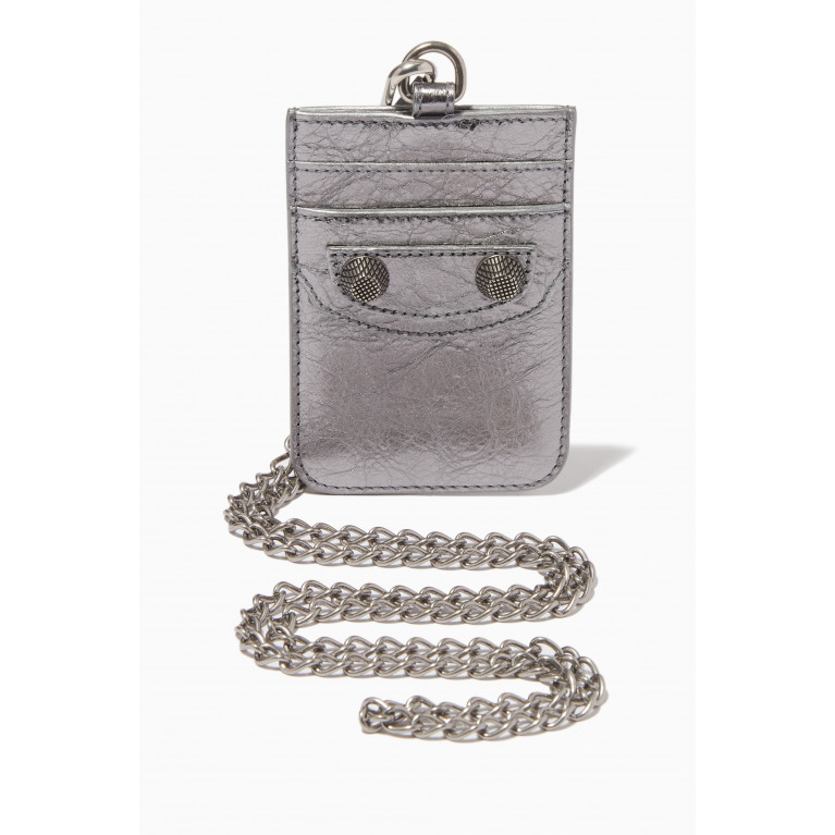 Balenciaga - Le Cagole Card Holder with Chain in Metallic-leather
