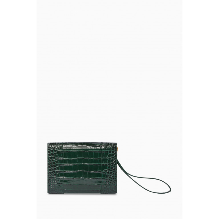 Balenciaga - Hourglass Gusset Pouch in Shiny Crocodile Embossed Calfskin