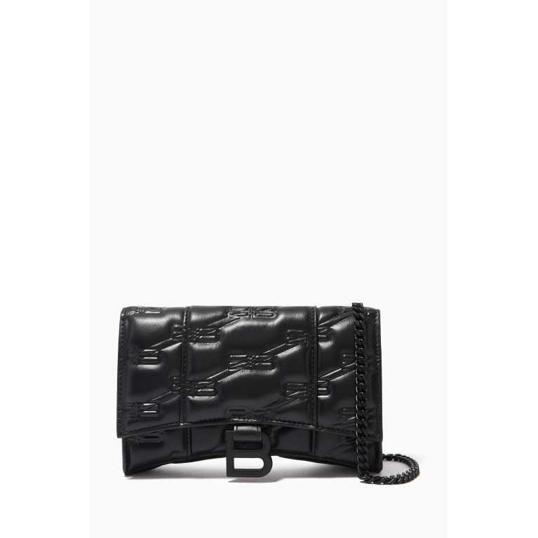 Balenciaga - Hourglass Wallet on Chain in Embossed-calfskin