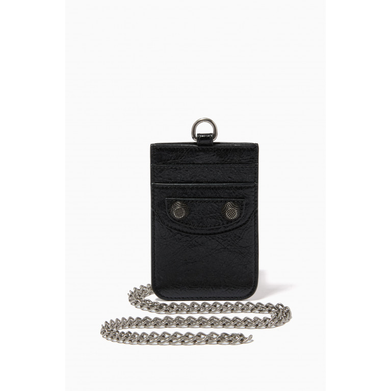 Balenciaga - Le Cagole Card Holder with Chain in Grained Leather