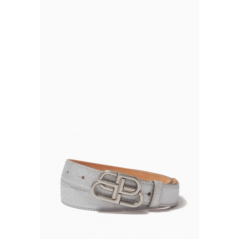 Balenciaga - BB Thin Belt in Glittery Leather