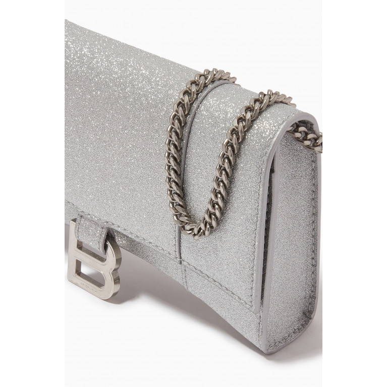 Balenciaga - XS Hourglass Wallet on Chain in Glittered-fabric