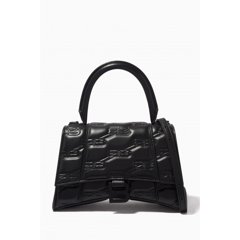 Balenciaga - Hourglass Small Top Handle Bag in BB Monogram Leather