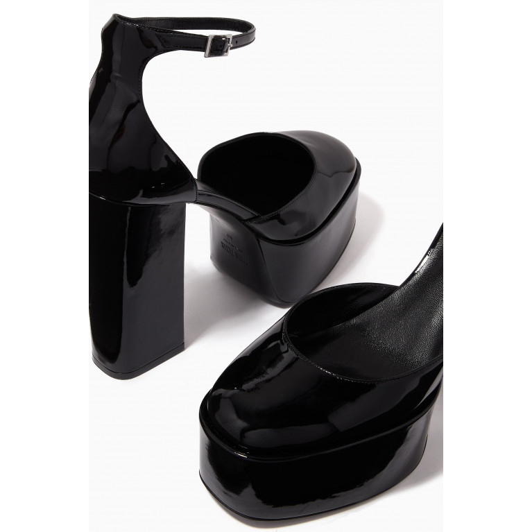 Paris Texas - Dalilah 130mm Heel Sandals in Pstent Leather Black