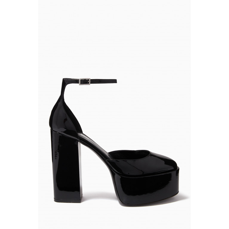 Paris Texas - Dalilah 130mm Heel Sandals in Pstent Leather Black