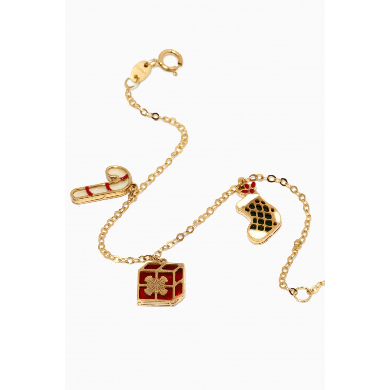 Damas - Christmas Festive Charm Bracelet in 18kt Yellow Gold