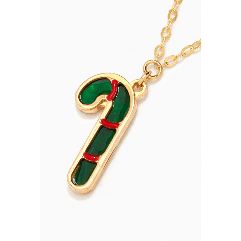 Damas - Christmas Candy Cane Double-sided Pendant Necklace in 18kt Yellow Gold