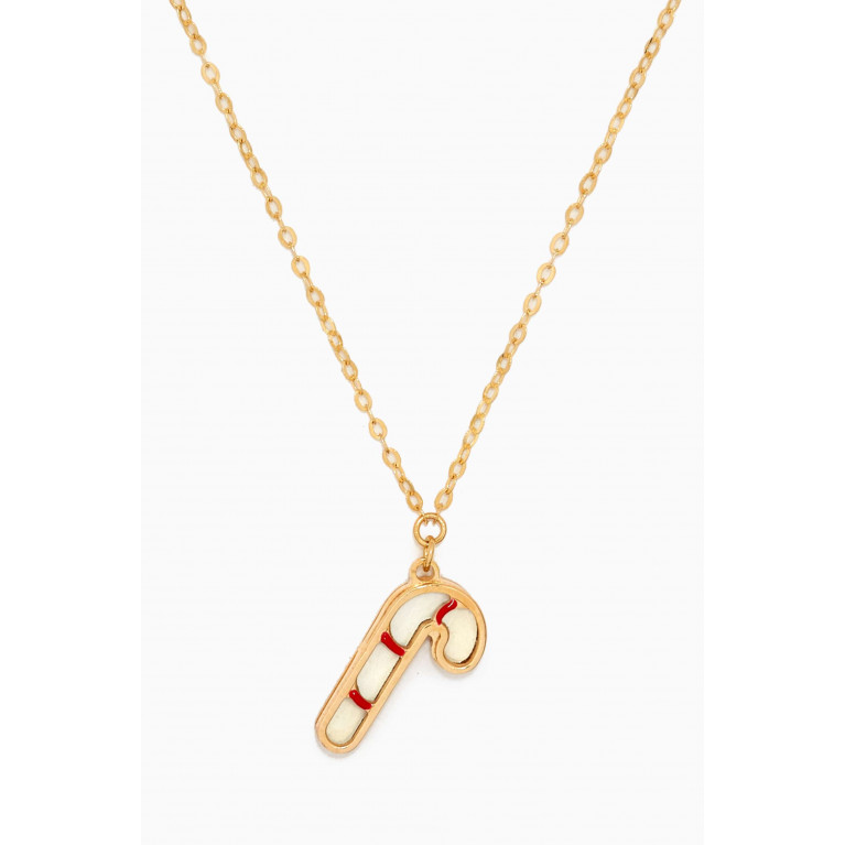 Damas - Christmas Candy Cane Double-sided Pendant Necklace in 18kt Yellow Gold