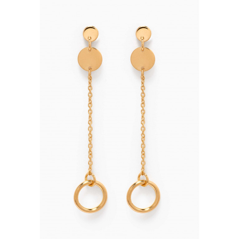 Damas - Galeria Disc Dangle Chain Earrings in 18kt Yellow Gold