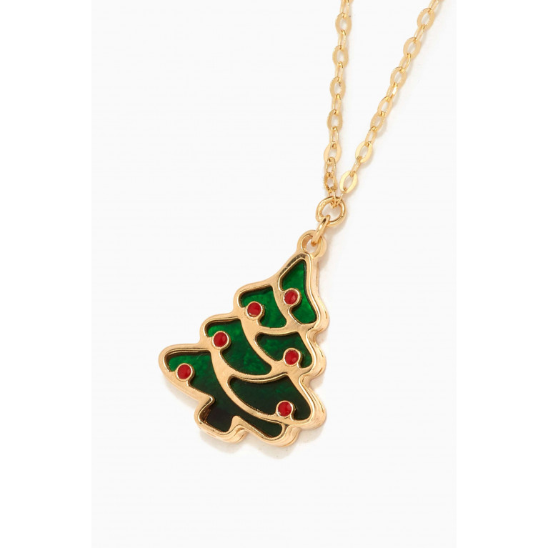 Damas - Christmas Tree Double-sided Pendant Necklace in 18kt Yellow Gold