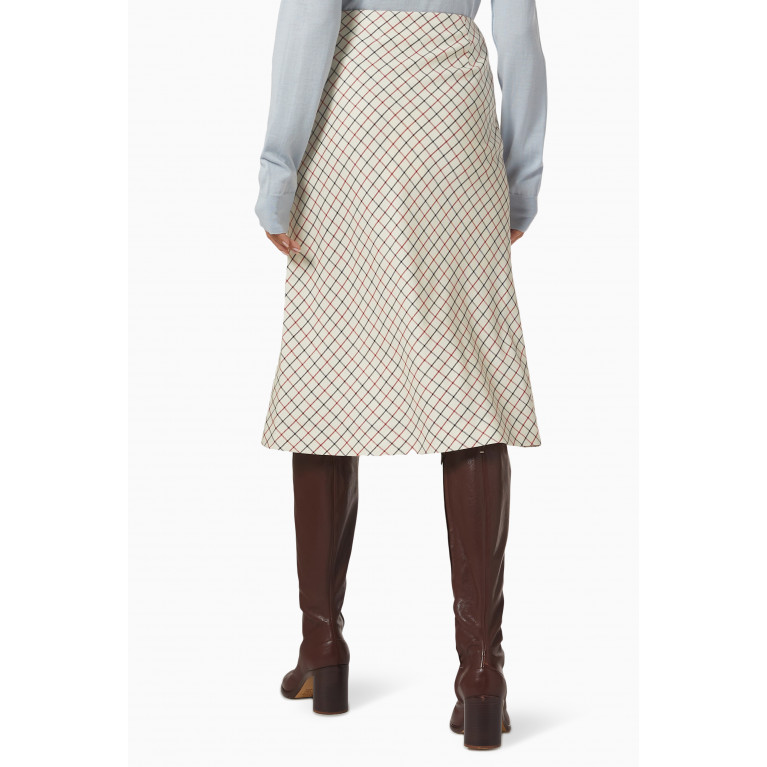 Maison Margiela - Check Midi Skirt in Wool Blend