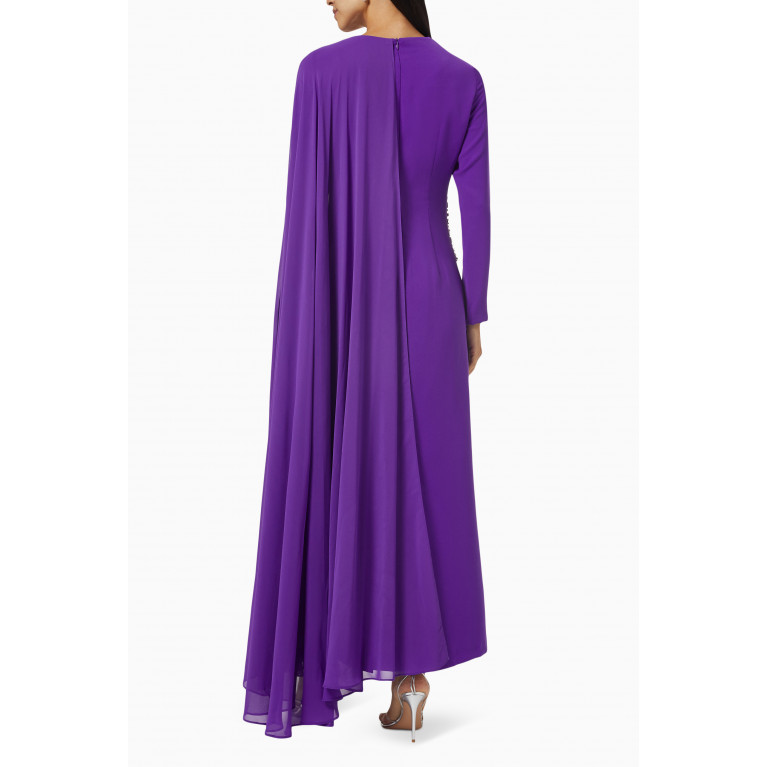 Senna - Jasmin Crystal-embellished Cape Maxi Dress Purple