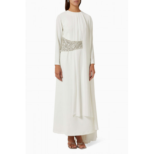 Senna - Jasmin Crystal-embellished Cape Maxi Dress White