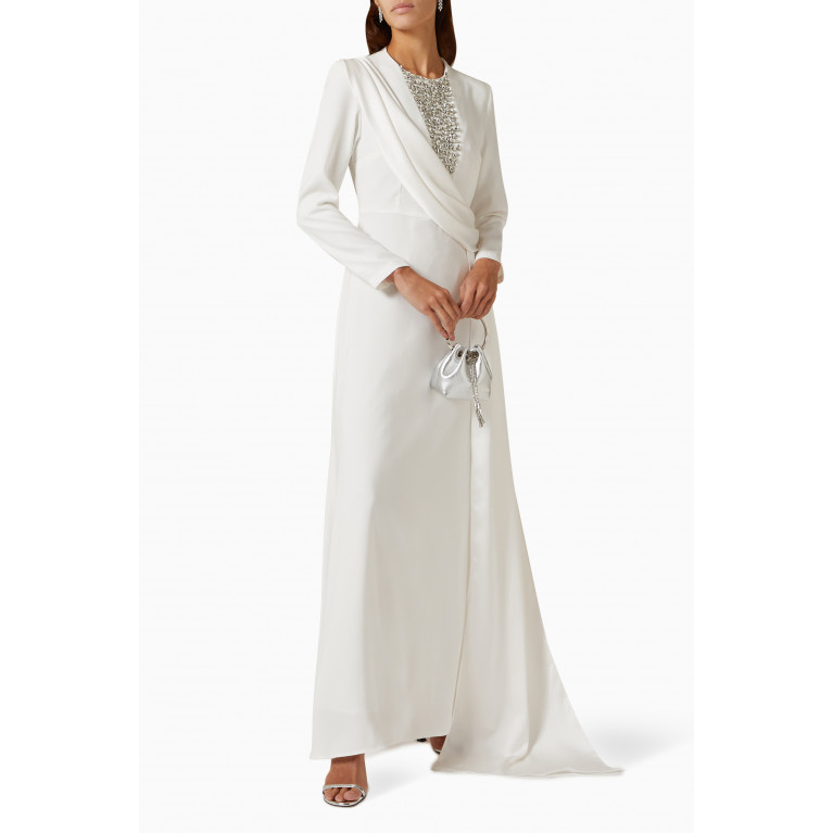 Senna - Queen's Sphere Crystal-embellished Maxi Dress White