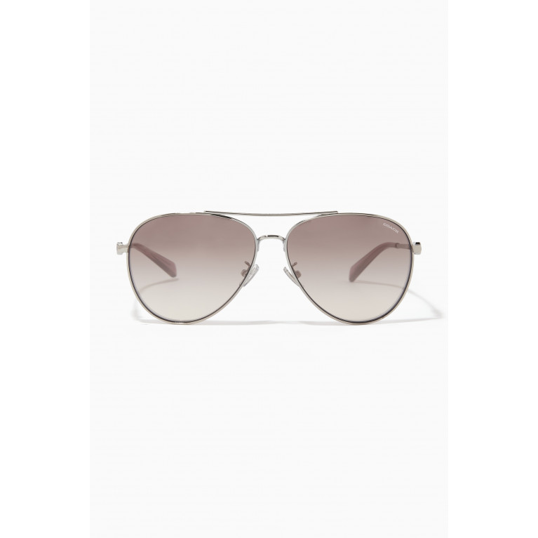 Coach - Aviator Sunglasses in Metal Silver