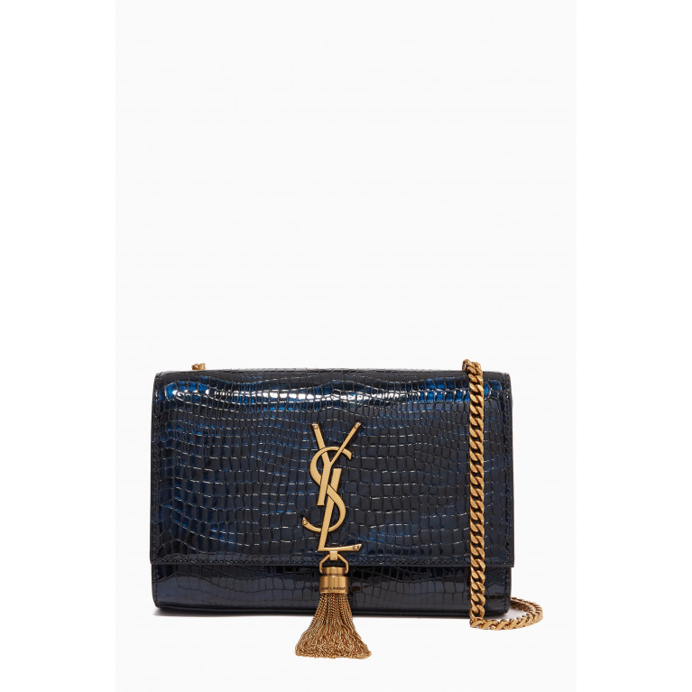 Saint Laurent - Small Kate Chain Wallet in Croc-embossed Leather
