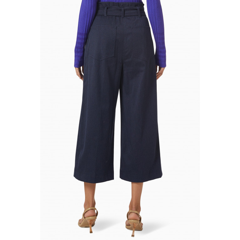 Marella - Teulada Cropped Wide-leg Pants in Stretch-cady Blue