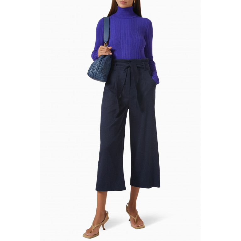 Marella - Teulada Cropped Wide-leg Pants in Stretch-cady Blue