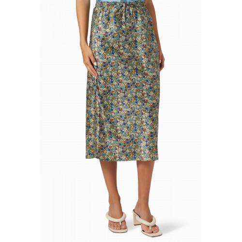 Marella - Candore Floral-print Midi Skirt in Twill Blue