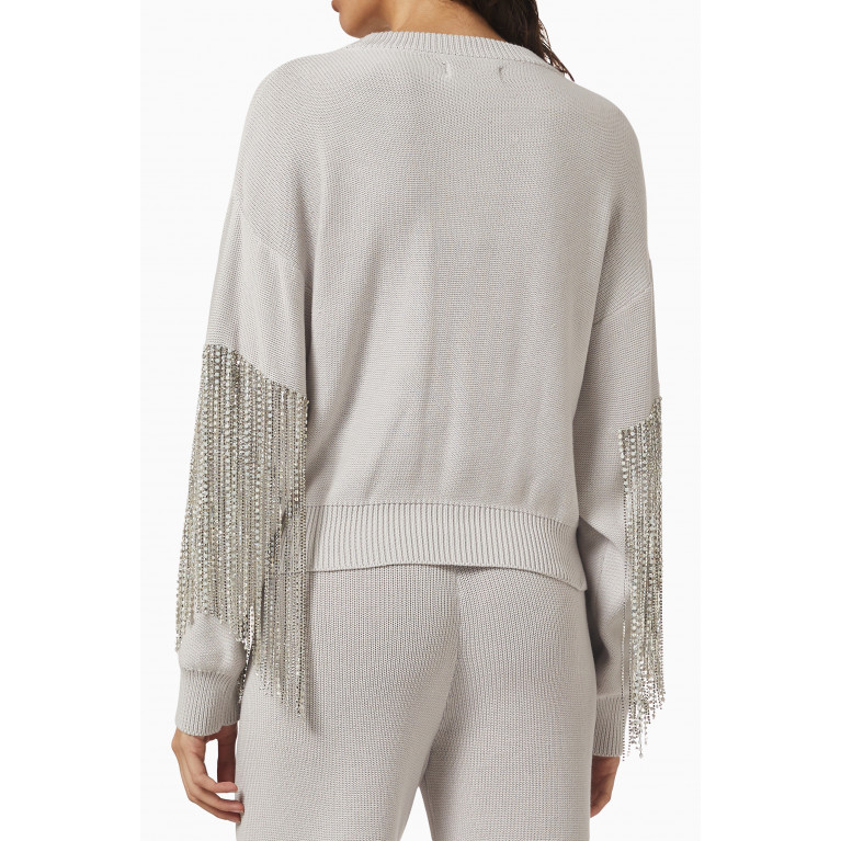 Izaak Azanei - Embellished Tassel Fringe Sweater in Cotton-knit