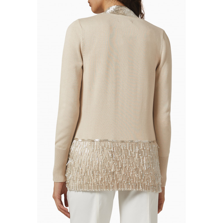 Izaak Azanei - Embellished-fringe Cardigan in Cotton-knit