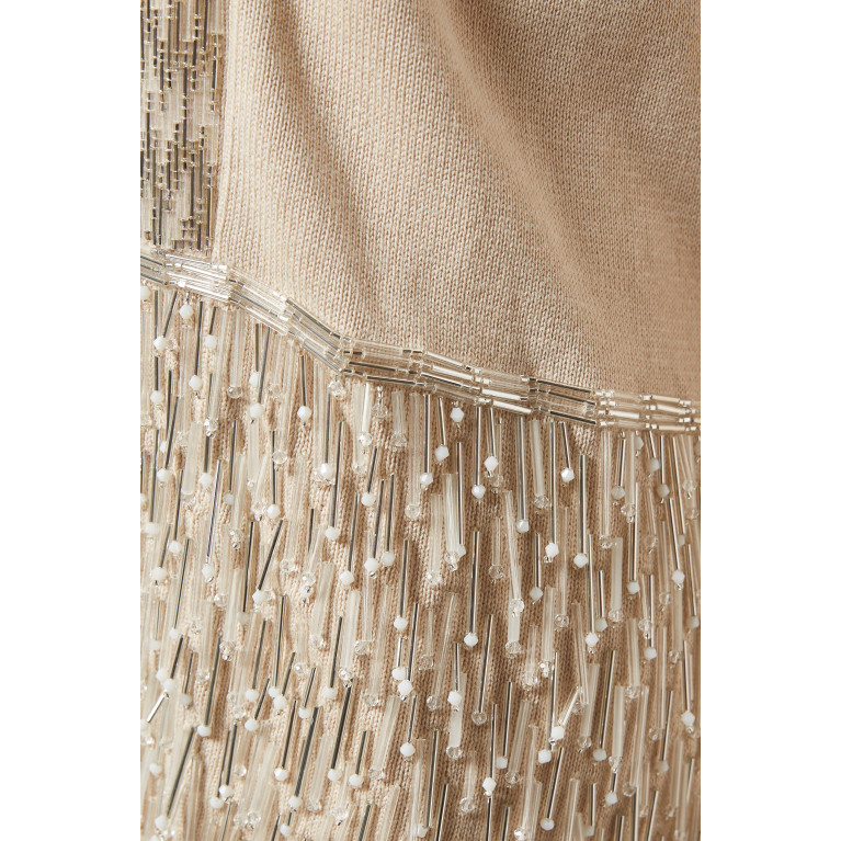 Izaak Azanei - Embellished-fringe Cardigan in Cotton-knit